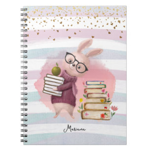Gold Glitter & Watercolor Pink Teacher Notebook