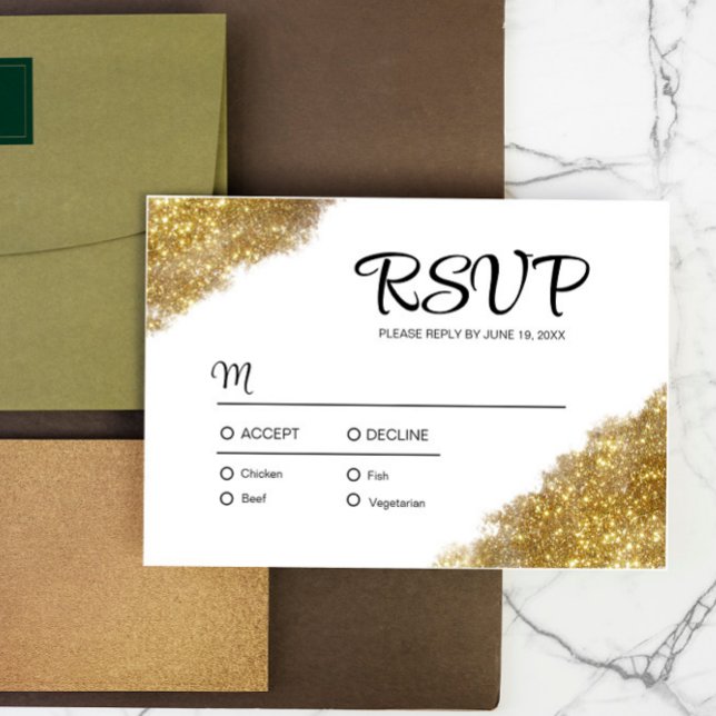 Gold Glitter Wedding Engagement RSVP (Creator Uploaded)