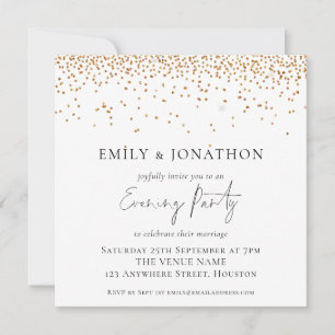 Gold Glitter Wedding Evening Party Invite