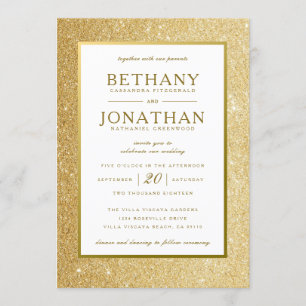 Gold Glitter Wedding Invitation
