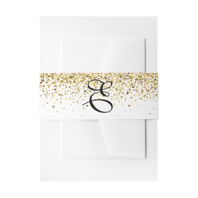 Gold Glitter Wedding Invitation Band Invitation Belly Band (Front Example)