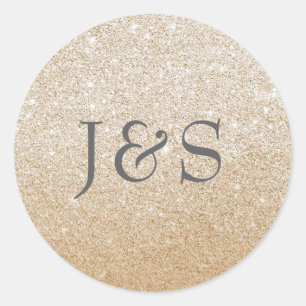 Gold glitter wedding personalized initial stickers