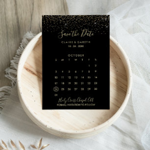Gold Glitter Wedding Save the Date Calendar