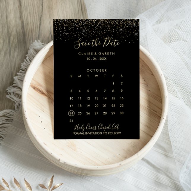 Gold Glitter Wedding Save the Date Calendar (Creator Uploaded)