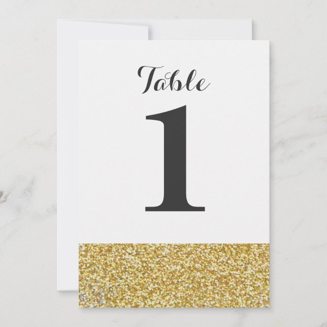 Gold Glitter Wedding Table Number Card(s) (Front)