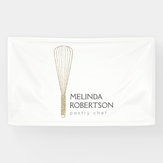 Gold Glitter Whisk Bakery Banner (Horizontal)