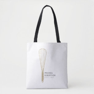Gold Glitter Whisk Bakery Tote Bag
