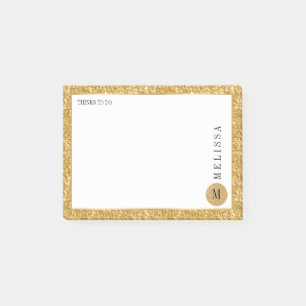 Gold Glitter & White Modern Design Post-it Notes
