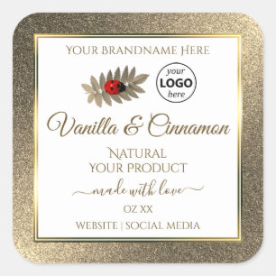 Gold Glitter White Product Labels Ladybug Add Logo