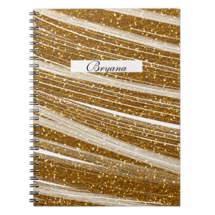 Gold Glitter White Sparkle Chic Glamour Notebook