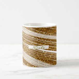 Gold Glitter White Sparkle Glamour Coffee Mug