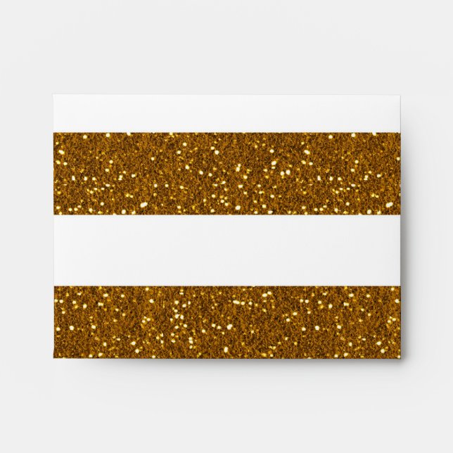Gold Glitter & White Stripes Invitation Envelopes (Front)