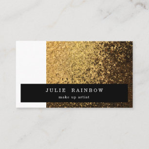 Gold Glitter & White Trendy Professional Artist Business Card