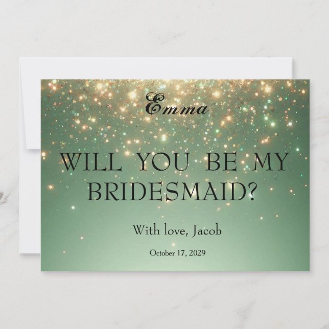 Gold Glitter Will You Be My Bridesmaid Invitation (Front)