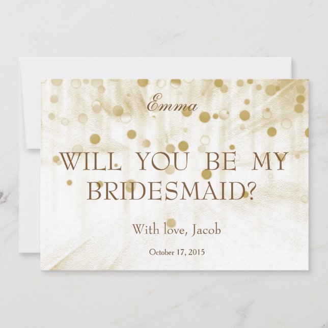 Gold Glitter Will You Be My Bridesmaid Invitation (Front)