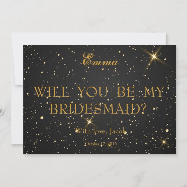 Gold Glitter Will You Be My Bridesmaid Invitation (Front)