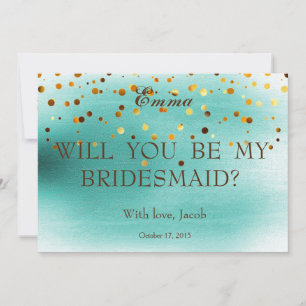 Gold Glitter Will You Be My Bridesmaid Invitation