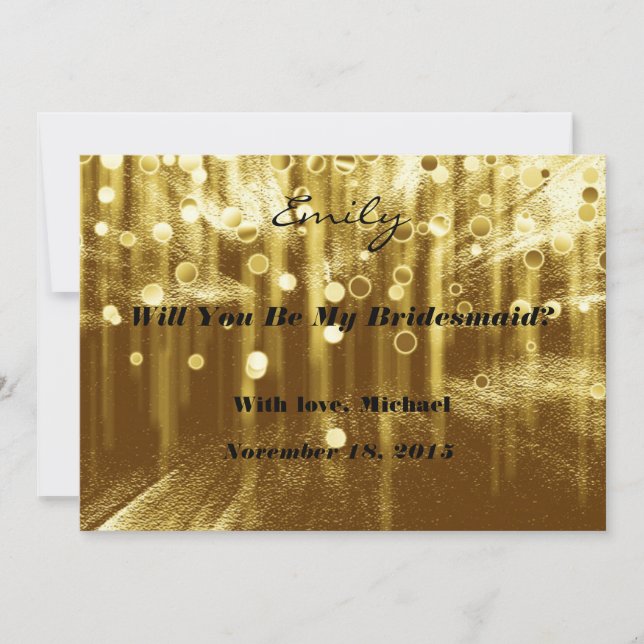 Gold Glitter Will you be my Bridesmaid Invitation (Front)