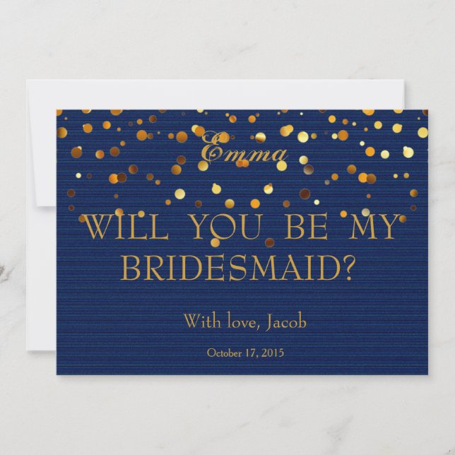Gold Glitter Will You Be My Bridesmaid Invitation (Front)