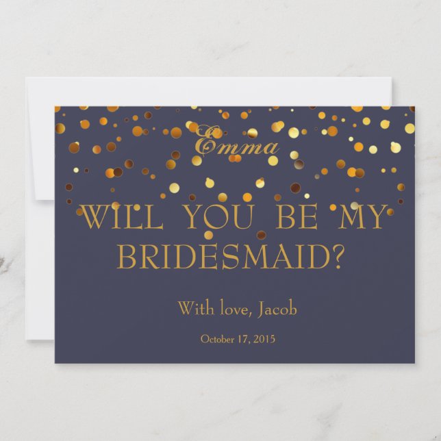 Gold Glitter Will You Be My Bridesmaid Invitation (Front)