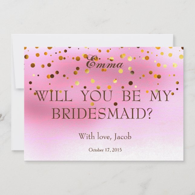 Gold Glitter Will You Be My Bridesmaid Invitation (Front)