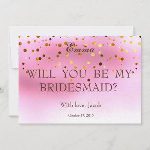 Gold Glitter Will You Be My Bridesmaid Invitation