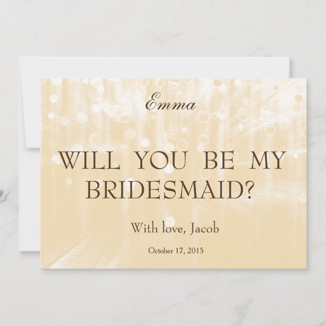 Gold Glitter Will You Be My Bridesmaid Invitation (Front)