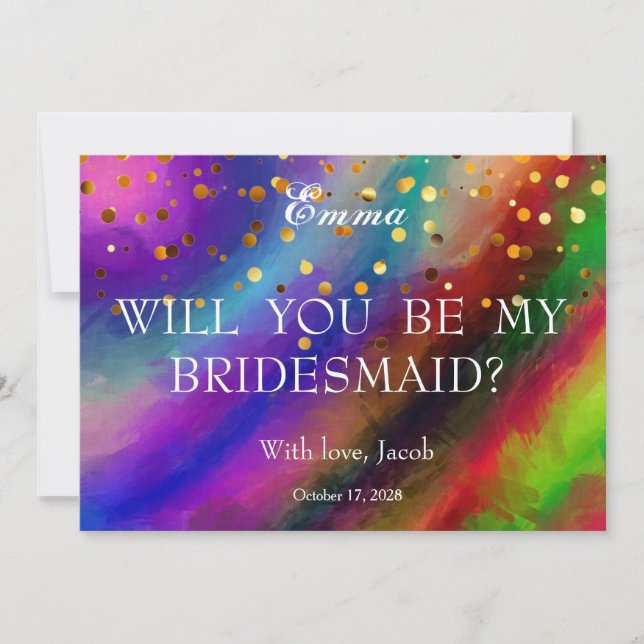 Gold Glitter Will You Be My Bridesmaid Invitation (Front)