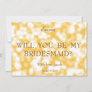 Gold Glitter Will You Be My Bridesmaid Invitation