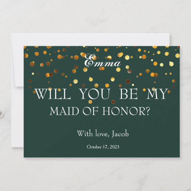 Gold Glitter Will You Be My MAID OF HONOR Invitati Invitation (Front)