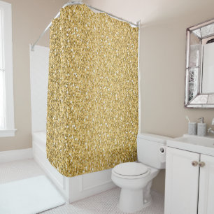 Gold Glitter With Black And White Sparks Shower Curtain