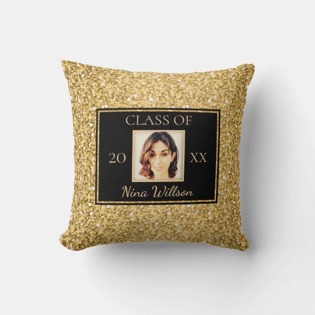 Gold Glitter With Photo Cushion (Front)