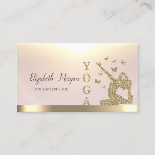 Gold Glitter Women Silhouette Yoga Instructor Business Card