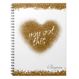 Gold Glitter YOU GOT THIS Heart Notebook Journal