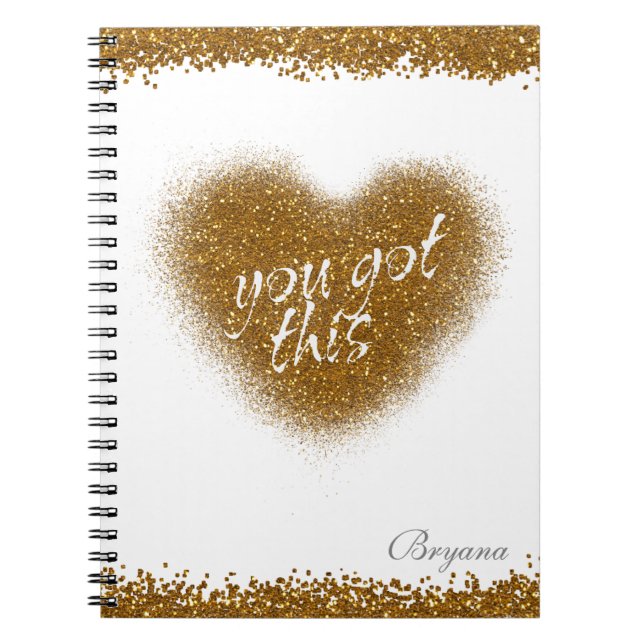 Gold Glitter YOU GOT THIS Heart Notebook Journal (Front)