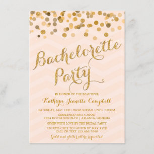 Gold Glittering Confetti Bachelorette Party Invite