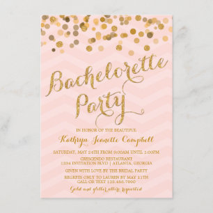 Gold Glittering Confetti Bachelorette Party Invite
