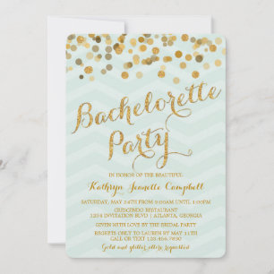 Gold Glittering Confetti Bachelorette Party Invite