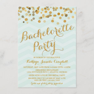 Gold Glittering Confetti Bachelorette Party Invite