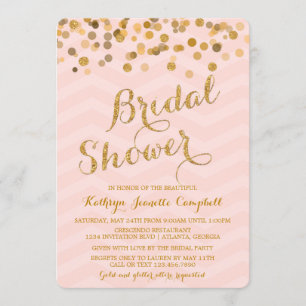 Gold Glittering Confetti Bridal Shower Invite