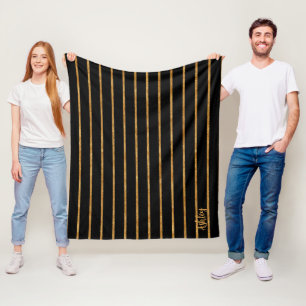 Gold Glittering Lines  Fleece Blanket