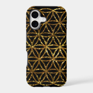 Gold glittering sparkle flower of life