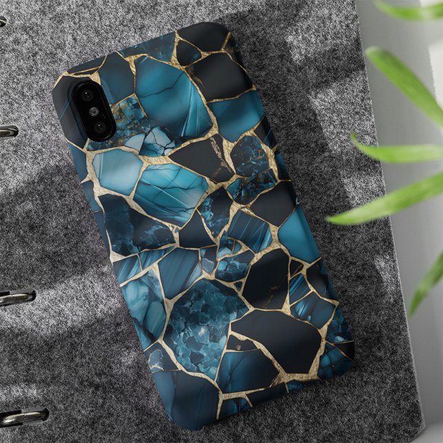 Gold Glitters Cracked Blue Marble Modern Textures Case-Mate iPhone Case (Creator Uploaded)