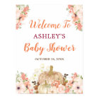 Gold Glitters Pumpkin Floral Fall Baby Shower Sign