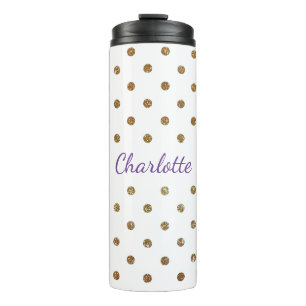 Gold Glittery Dots Custom Thermal Tumbler