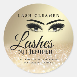 Gold glittery makeup lash extension lash cleaner classic round sticker