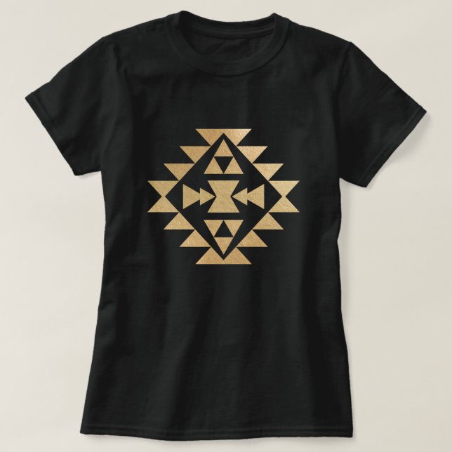 Gold Glittery Mojave Pattern T-Shirt (Design Front)