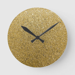 Gold Glittery Paper Round Clock