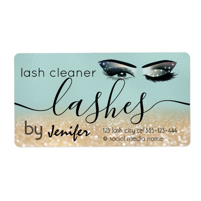 Gold glittery wink lash extension lash cleaner (Front)