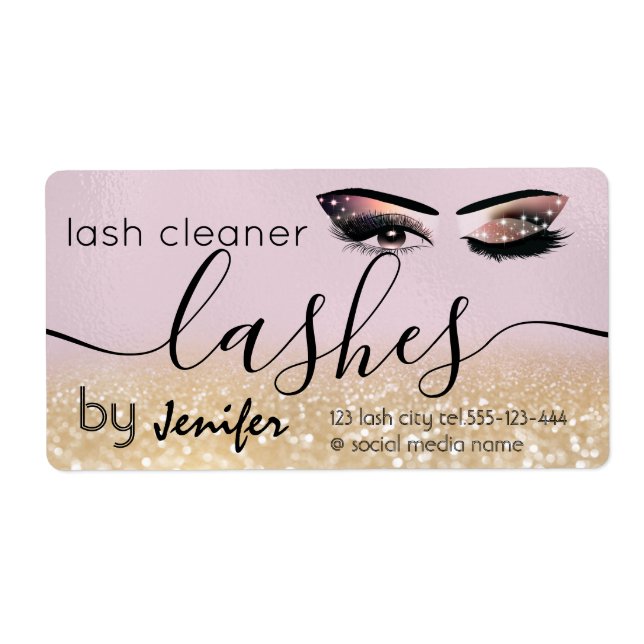 Gold glittery wink lash extension lash cleaner (Front)